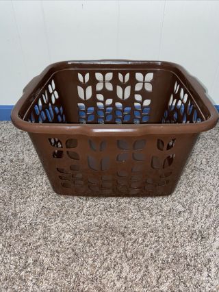 Vintage Rubbermaid 2968 Square Laundry Basket Magenta Tulip Brown