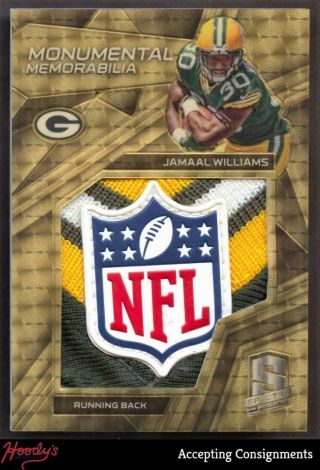 2017 Panini Spectra Monumental Gold Nfl Shield Logo Patch Jamaal Williams 1/1 Rc