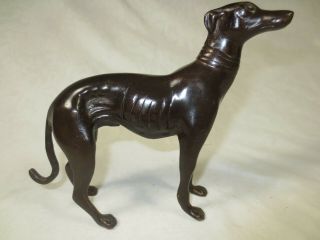 Vintage Racing Bronze Greyhound Dog Figurine Wax Cast From Sculpture 5,  " X 7 "