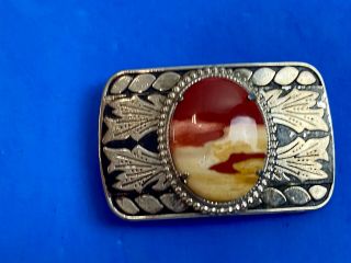 Vintage Western Belt Buckle With Real Or Faux Stone Centerpiece