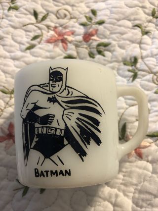 Vintage Westfield Heat Proof Adam West Batman Coffee Cup Mug White Milk Glass