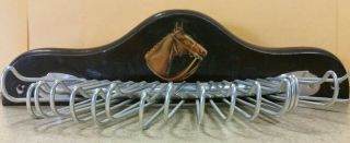 Vintage Horse Decal Wooden Tie Rack,  Belt Rack,  Scarf Hanger Wall Mount 9 "