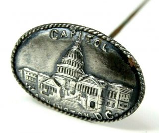 Antique Hat Pin The Capitol Washington Dc Sterling Silver