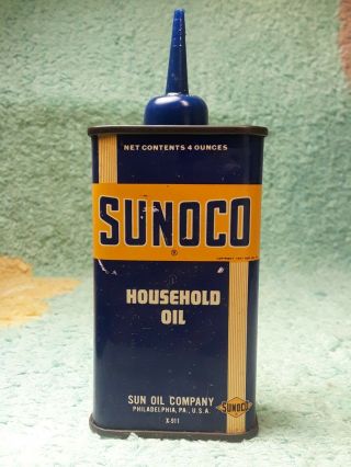 Vintage Sunoco Household Oil 4 Oz Can Oiler Advertising