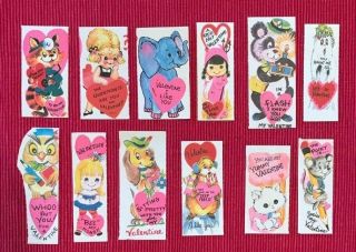 Vintage Valentine Cards Set Of 12 - 1960s Charming Girls Valentine Ghost