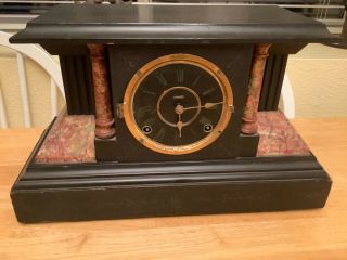 Antique Ingraham Mantle Clock Circa 1880s Faux Marble Project Clock