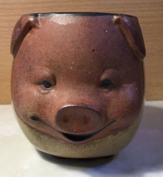 Vintage Uctci Japan Gempo 3d Pig Face Ceramic Pottery Coffee Cup Stoneware Mug