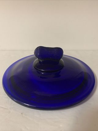 Vintage Cobalt Blue Glass Planters Peanuts Jar Replacement Lid 7 "