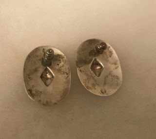 Vintage Navajo Old Pawn Sterling Silver Stamped Concho Pierced Earrings Signed 3