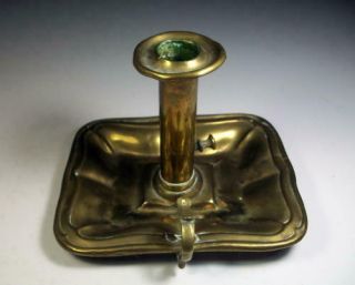 Vintage Antique Colonial Push Up Brass Rectangular Candle Holder 1700’s