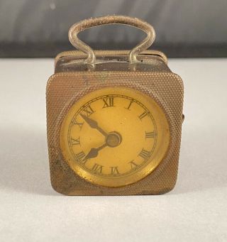 Antique Vintage Sewing Figural Tape Measure Tin Enamel Clock Germany