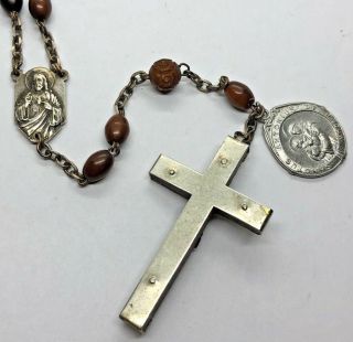 † 7 - DECADE Antique FRENCH HORN BEADS Rosary - FRANCISCAN CROWN † 3