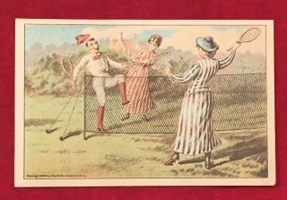 Antique 1888 H804 - 3 Buffords Sons Lawn Tennis Trade Card Early Vintage Victorian