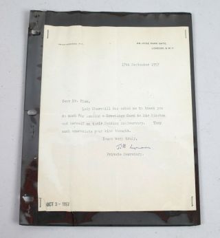 Vintage Letter Signed 1957 Lady And Sir Winston Churchill