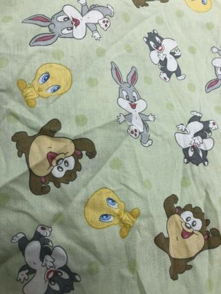Baby Looney Tunes Crib Sheet Vintage Bugs Bunny Tweety Taz Sylvester Euc