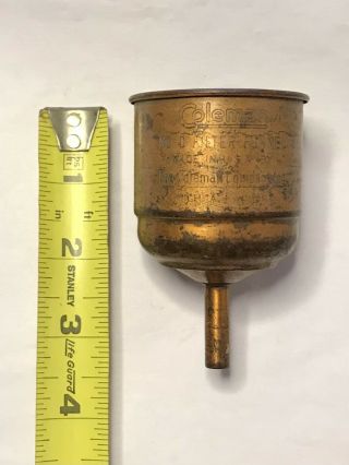 Vintage Coleman Co.  No.  0 Copper Fuel Screen Filter Light Lantern Stove Funnel
