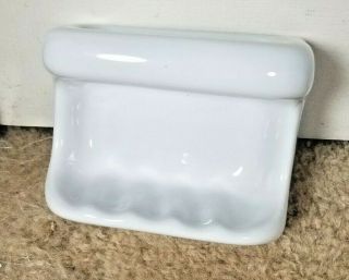 Vintage White Porcelain Bathtub Soap Dish With Washcloth Holder Or Grab Bar