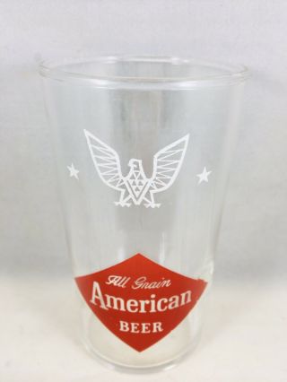 Vintage All Grain American Beer Glass Eagle Stars Federal Glassware 4” Patriotic