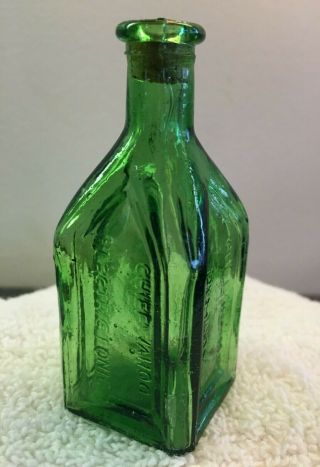 Vintage Chief Wahoo Electric Tonic Walbridge Dunsmuir Cal Bottle - Green 3 "