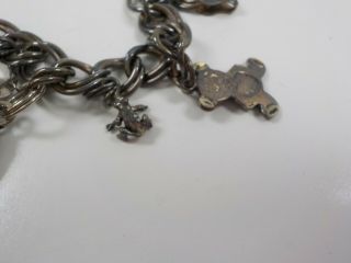 Vintage Sterling Silver Double Link Italy Charm Bracelet with Seven Charms 3