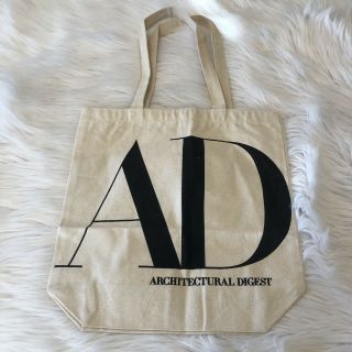 Architectural Digest Canvas Bold Black Ad Logo Tote Bag Flat Bottom Vintage Look
