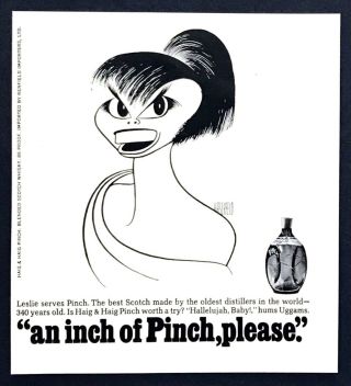 1968 Leslie Uggams Portrait By Al Hirschfeld Haig Pinch Scotch Vintage Print Ad