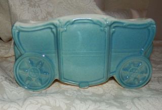 Old Vintage Royal Copley Planter Coach Or Carriage Teal Blue