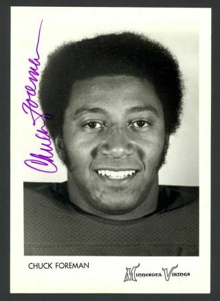 Chuck Foreman (rb) 1973 - 1979 Minnesota Vikings Signed Vintage Team Issue Photo