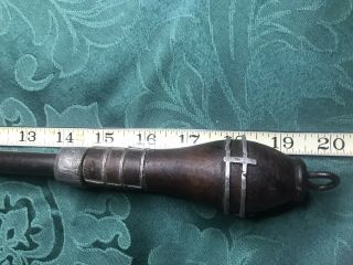 Vintage Very Old Sharpening Steel Honing Rod 191/2 " Cool Wooden Handlew Leaded