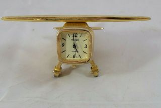 Timex Vintage Polished Brass Quartz Desk Airplane Clock Mantle Decorative Parts