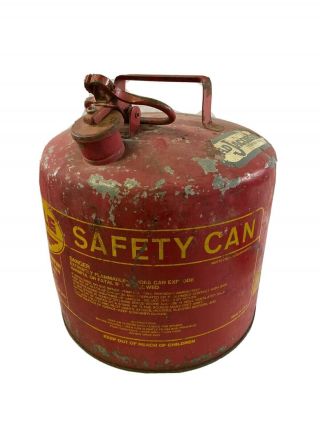 Vintage Red Gas Gasoline Can Eagle 5 Gallon Galvanized Metal Tank Ui - 50 S Type I
