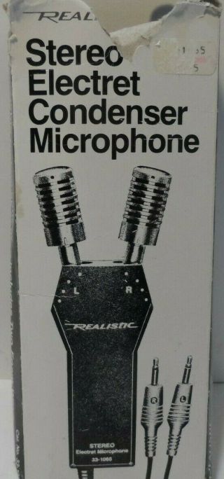 Vintage Realistic Radio Shack Stereo Electret Condenser Microphone 33 - 1065
