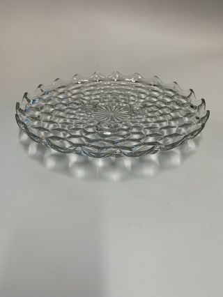 Vintage Scalloped Glass Cake Plate Stand Footed 11.  5 Inch Diameter