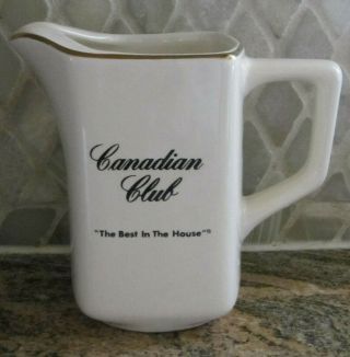 Vtg Canadian Club " Best In The House " Whiskey Pub Jug Pitcher 6 " T Cream/ivory