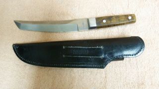 Vtg Pakistan Large Tanto Hunting Knife,  Leather Sheath