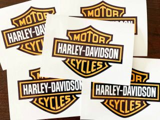 Set Of 2 Harley Davidson Motorcycle Logo Label Sticker Decal Shield Orange Black
