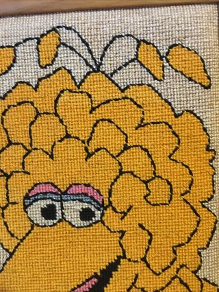 Vintage Completed Big Bird Counted Cross Stitch,  Framed,  Sesame Street,  9.  5 x12” 3