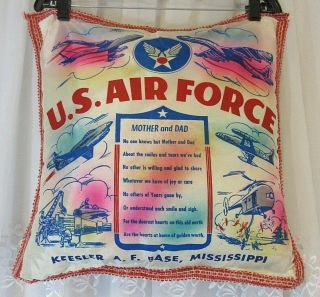 Vtg World War Ii Us Army Air Force Keesler Base Mississippi Pillow Mother Dad