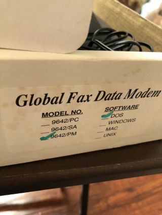 Triple 96 Global Fax Data Pocket External Modem W DOS Software Disc Vintage PC 2