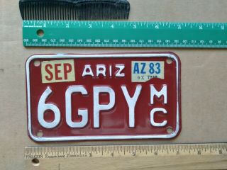 License Plate,  Arizona,  1983,  Motorcycle,  6 Gpy Mc
