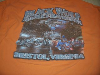 Harley Davidson Bristol Virginia Short Sleeve Orange T - Shirt Mens Xl