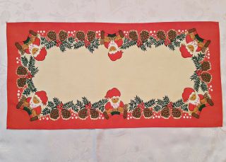 Vintage Christmas Decoration Dwarfs Print Red Cotton Coaster Placemate Doily