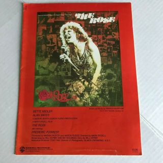 The Rose Bette Midler Piano Sheet Music Guitar Vocal Vtg 1977 Alan Bates Song