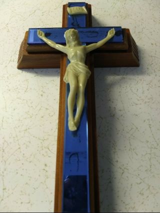 Vintage Crucifix Sick Call Set Last Rites Sliding Wood Case W/holy Water Bottle