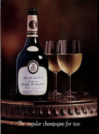 1969 Almaden Print Ad Features Vineyard California Champagne 1962 Vintage Bottle