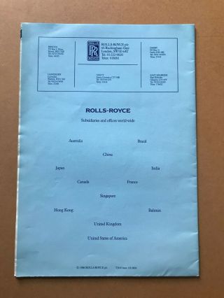 [1986] Vintage Rolls Royce Foldout Jet Engine Sales Material 2