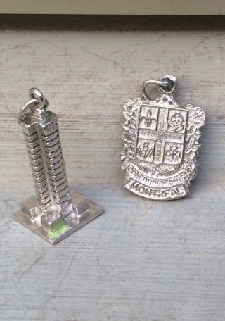 Montreal,  Place Ville Marie Building - Two Vintage Sterling Bracelet Charms