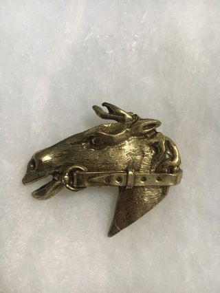 Vintage Signed Zentall Gold Tone Horse Brooch Pin