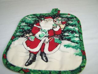 Vintage Santa Christmas Mistletoe Potholder Single
