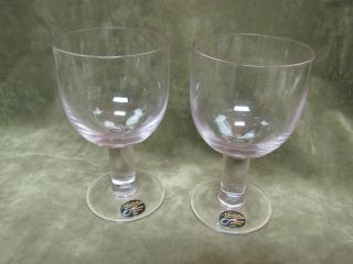 Vintage Noritake China Pink Color Glass Novus Pattern Water/wine Goblet Stem Pr